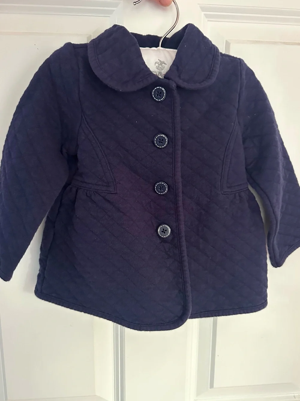 Gymboree Toddler Navy Blue Quilted Jacket Coat Peter Pan Collar 12-24 Months